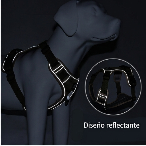 Arnés Reflectante con Asa de Control para Perros — Paseos Seguros Día y Noche